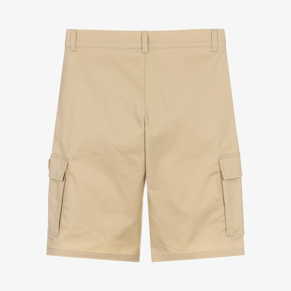 Moschino Kid-Teen-Teen Boys Beige Cotton Cargo Logo Shorts | Childrensalon Outlet