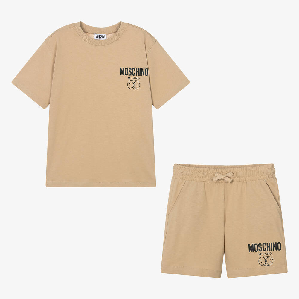 Moschino Kid-Teen-طقم شورت قطن لون بيج للمراهقين | Childrensalon Outlet