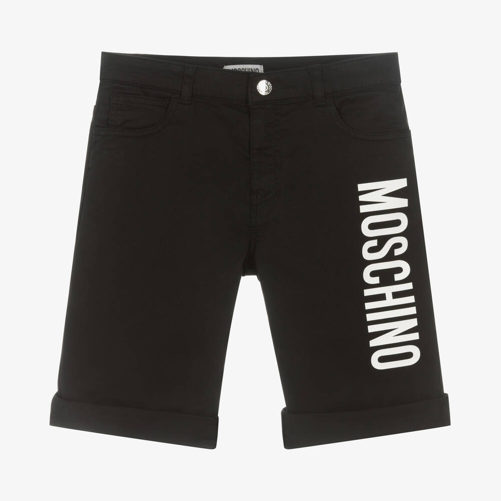 Moschino Kid-Teen - Teen Boys Black Cotton Logo Shorts  | Childrensalon