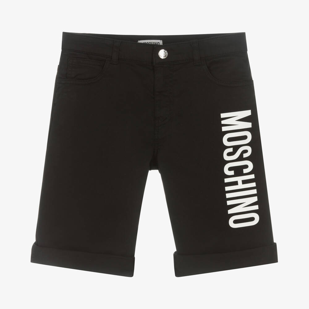 Moschino Kid-Teen - Short noir en coton ado garçon  | Childrensalon