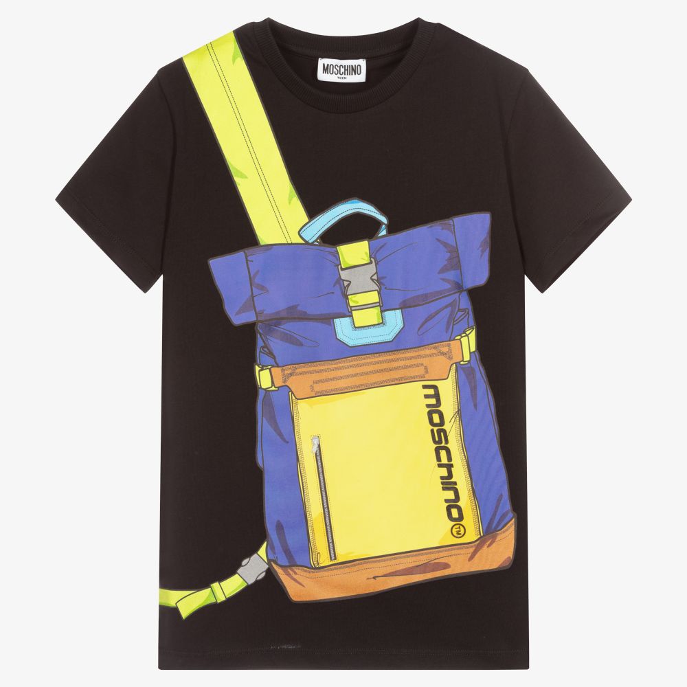 Moschino Kid-Teen - Черная хлопковая футболка для мальчиков-подростков | Childrensalon
