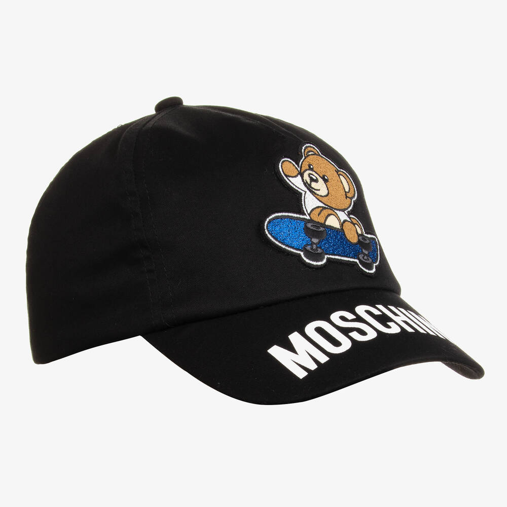 Moschino Kid-Teen - قبعة بطبعة تيدي بير قطن لون أسود تينز ولادي | Childrensalon