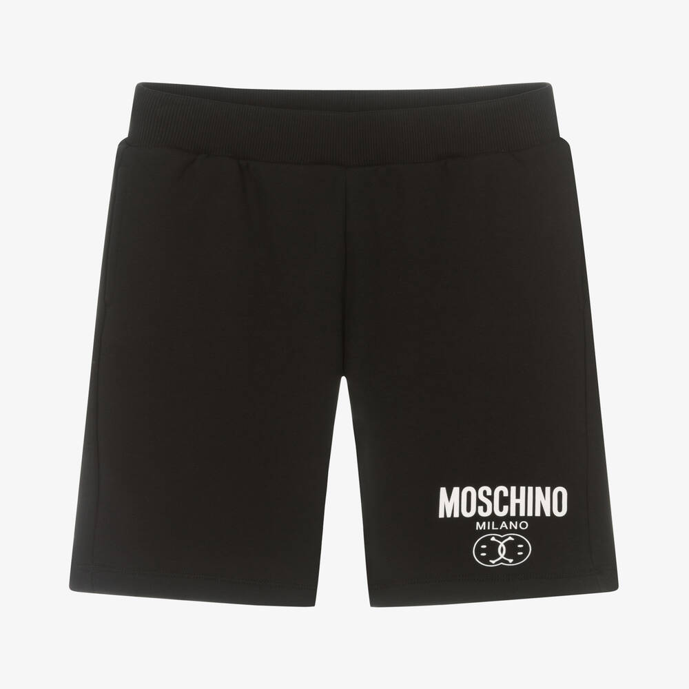 Moschino Kid-Teen - Short noir Double Smiley ado garçon | Childrensalon