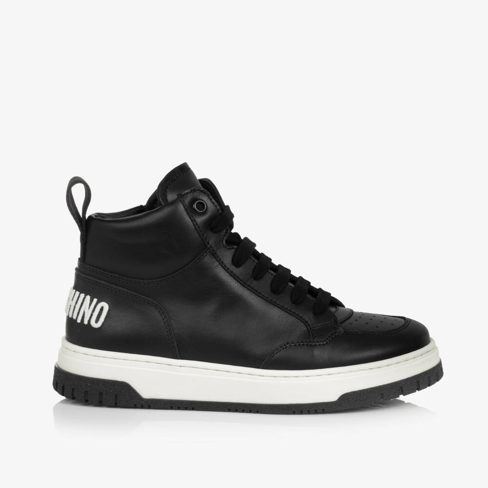 Moschino Kid-Teen-Teen Boys Black Logo High-Top Trainers | Childrensalon Outlet
