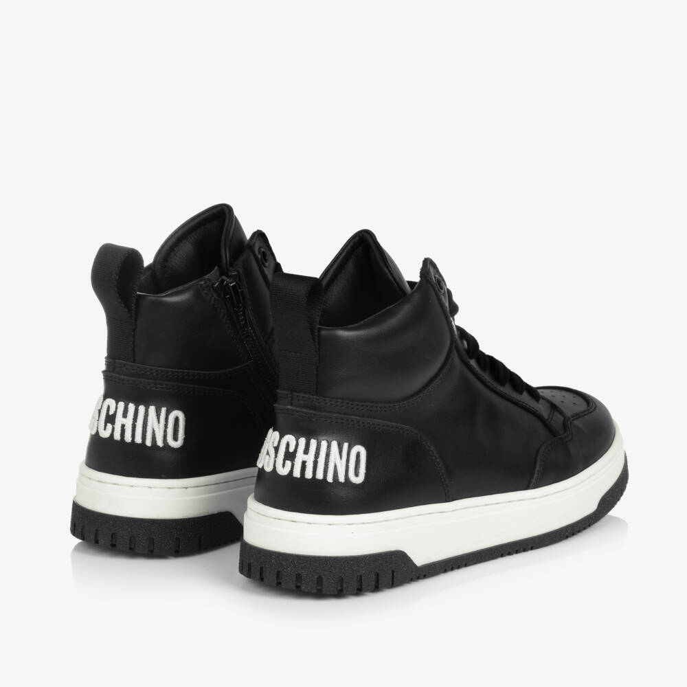 Moschino Kid-Teen-Teen Boys Black Logo High-Top Trainers | Childrensalon Outlet