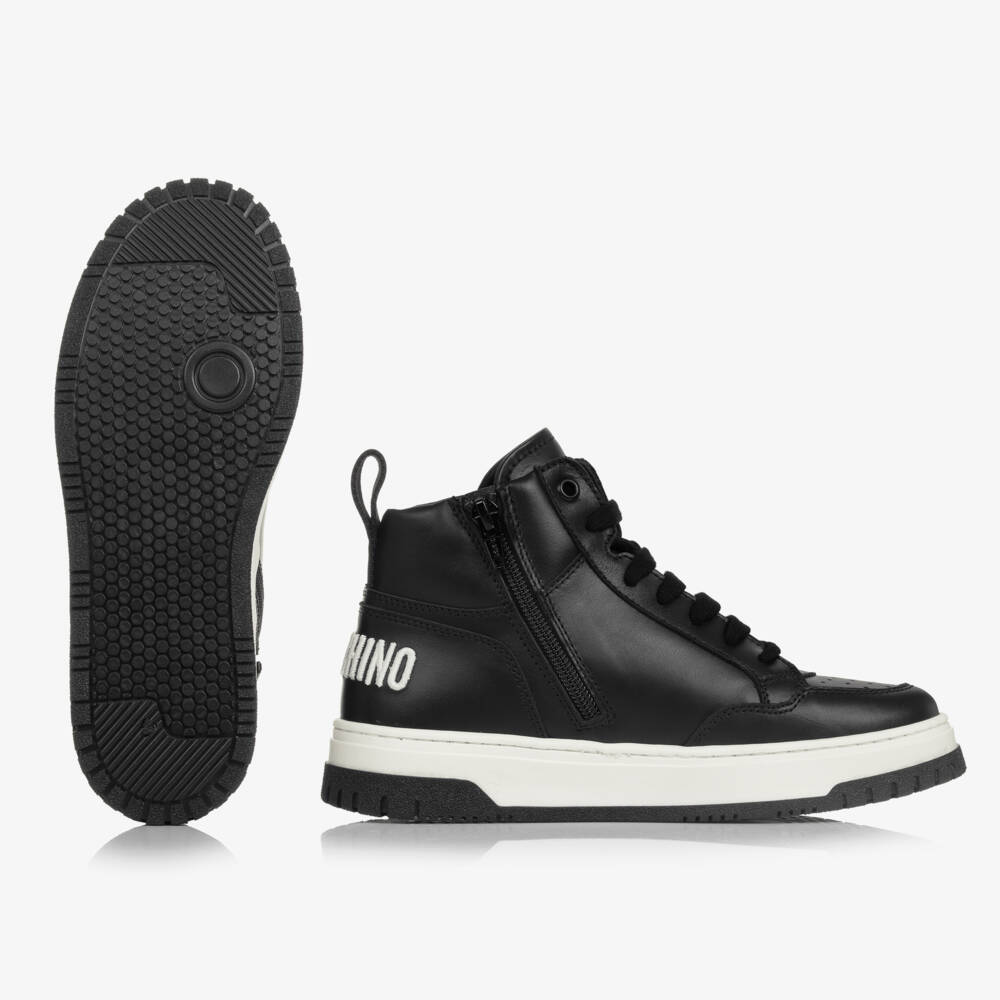 Moschino Kid-Teen-Teen Boys Black Logo High-Top Trainers | Childrensalon Outlet