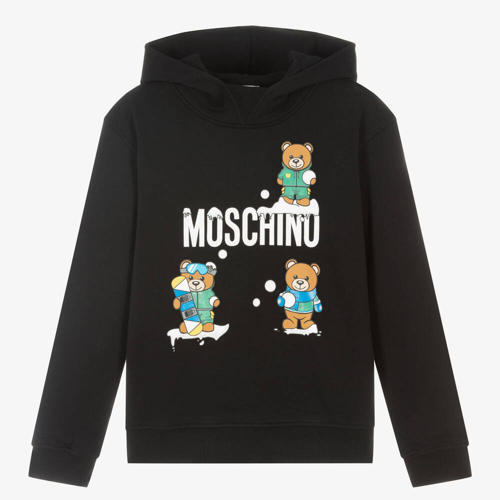 Moschino Kid-Teen - Teen Boys Black Logo Hoodie | Childrensalon