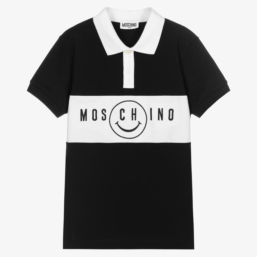 Moschino Kid-Teen - Черная рубашка поло для мальчиков-подростков | Childrensalon