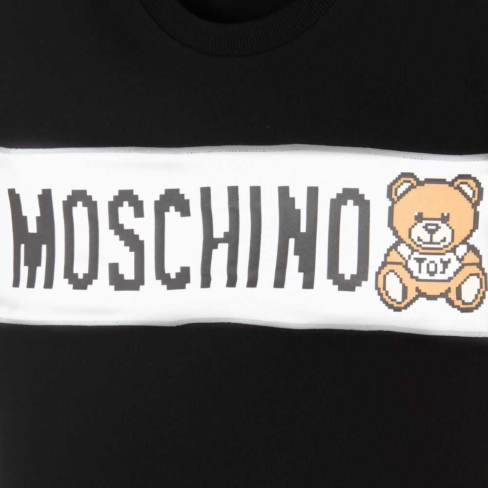 Moschino Kid-Teen-تيشيرت تينز ولادي قطن جيرسي لون أسود | Childrensalon Outlet