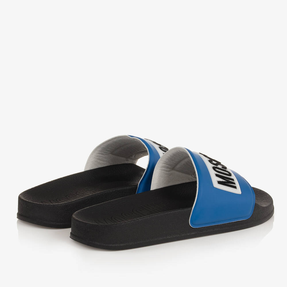 Moschino Кид-Тин-Teen Boys Blue & Black Sliders | Childrensalon Outlet