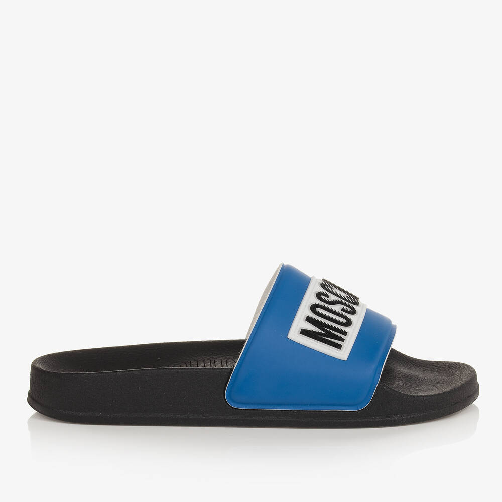 Moschino Кид-Тин-Teen Boys Blue & Black Sliders | Childrensalon Outlet
