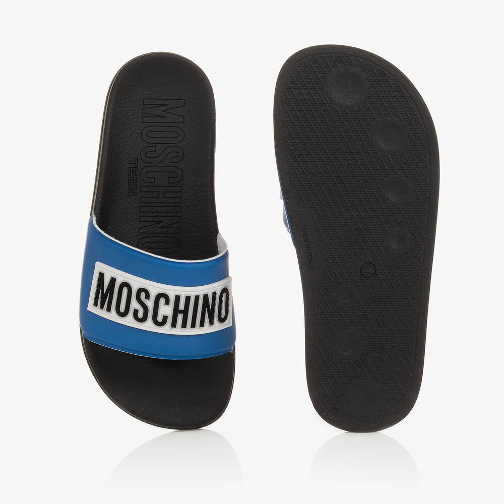 Moschino Кид-Тин-Teen Boys Blue & Black Sliders | Childrensalon Outlet