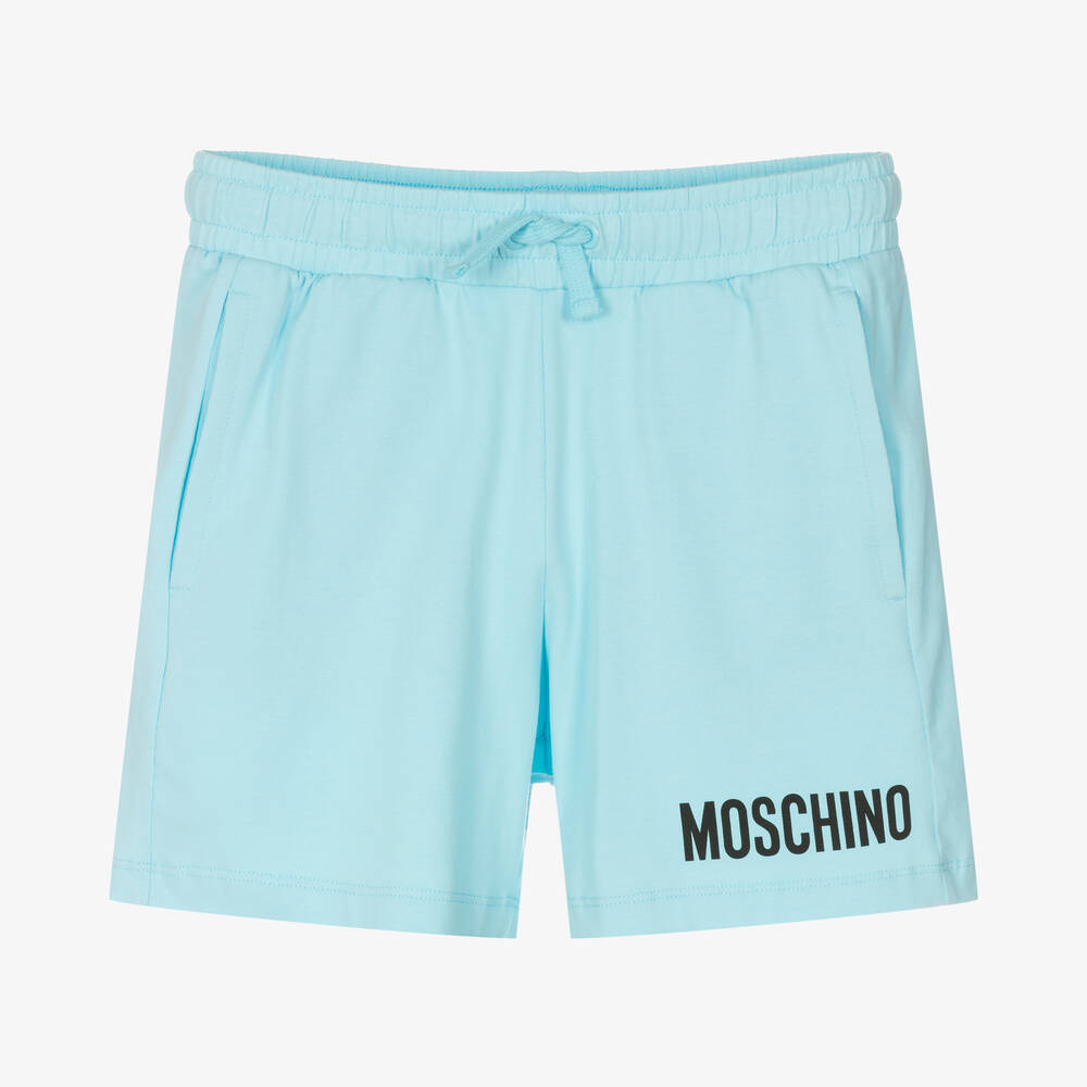 Moschino Kid-Teen - Teen Boys Blue Cotton Logo Shorts | Childrensalon