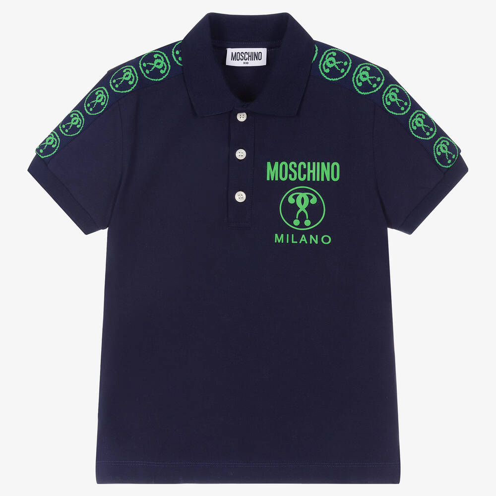 Moschino Kid-Teen - Teen Boys Blue Cotton Piqué Polo Shirt | Childrensalon