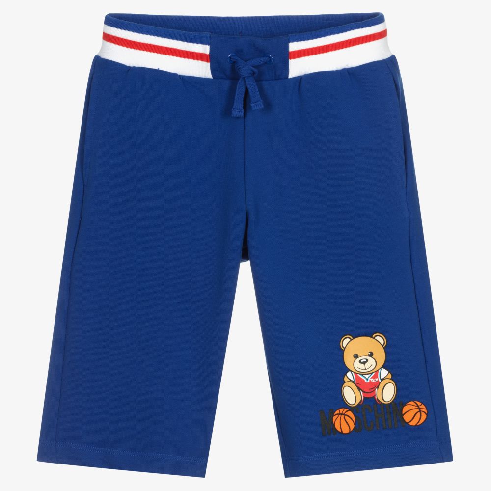 Moschino Kid-Teen - Синие хлопковые шорты для мальчиков-подростков | Childrensalon