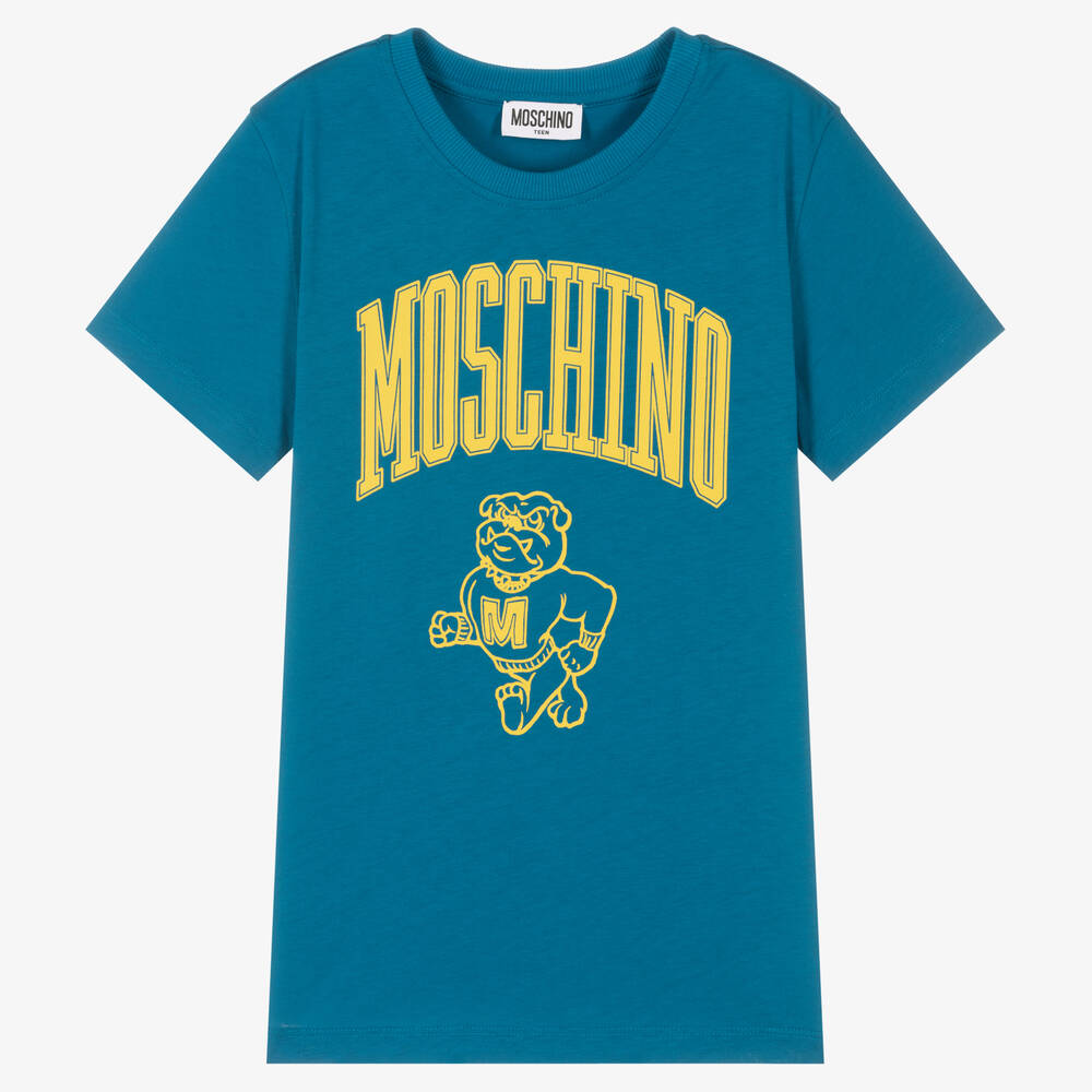 Moschino Kid-Teen - Голубая футболка для мальчиков-подростков | Childrensalon