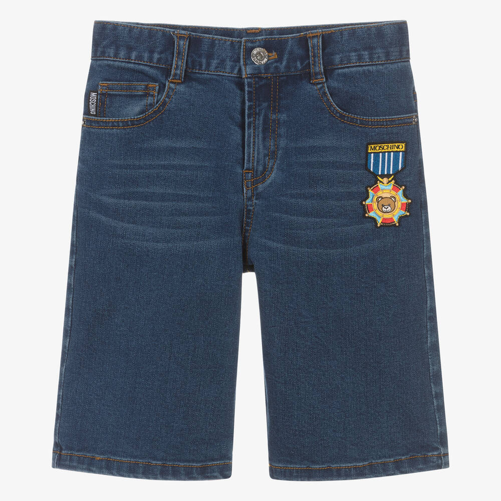 Moschino Kid-Teen-Teen Boys Blue Medallion Denim Shorts | Childrensalon Outlet
