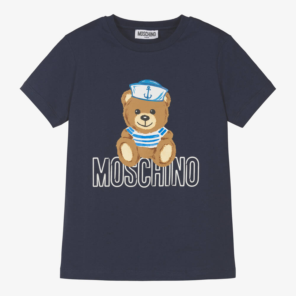 Moschino Kid-Teen - تيشيرت تينز ولادي قطن لون كحلي | Childrensalon