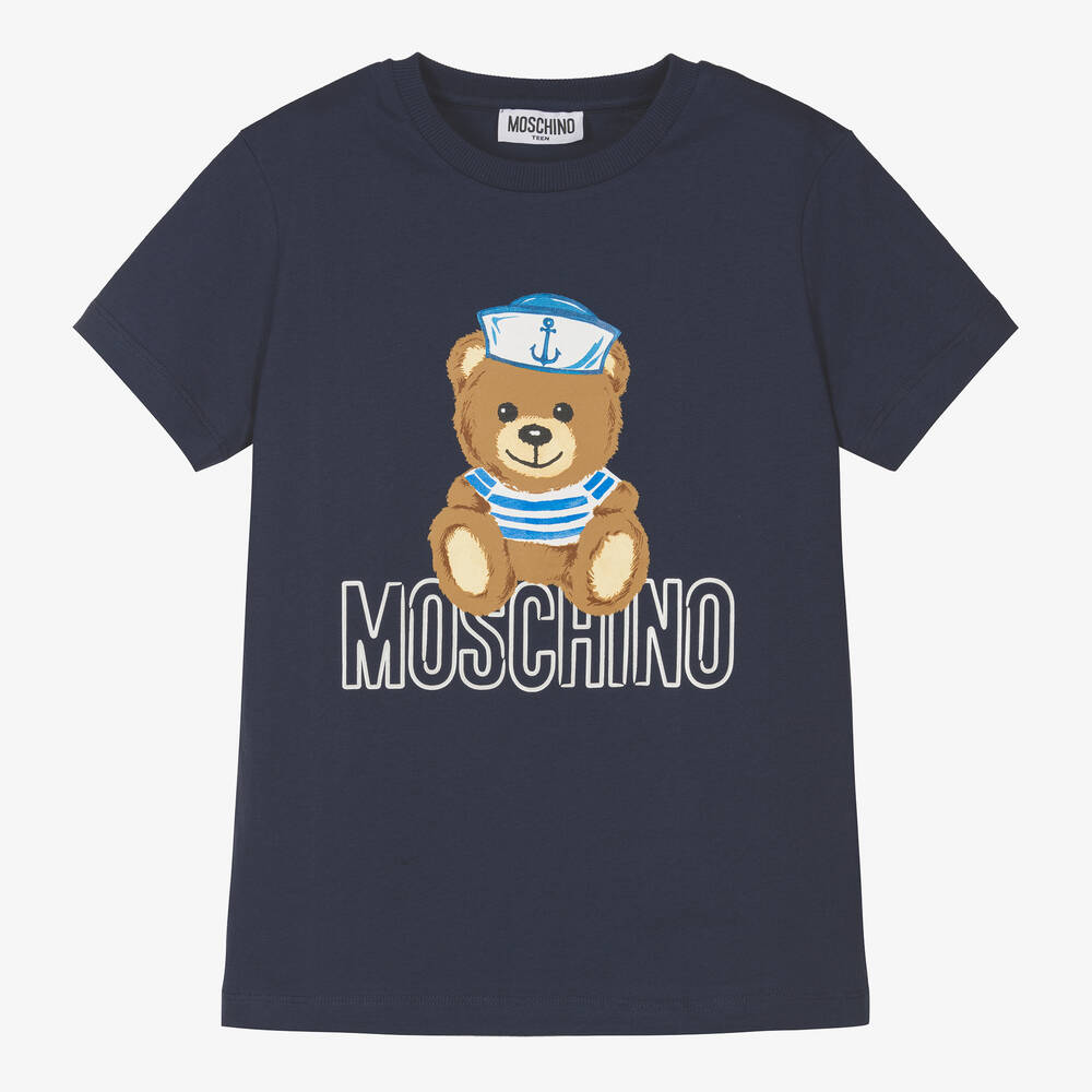 Moschino Kid-Teen - Синяя футболка с медвежонком | Childrensalon