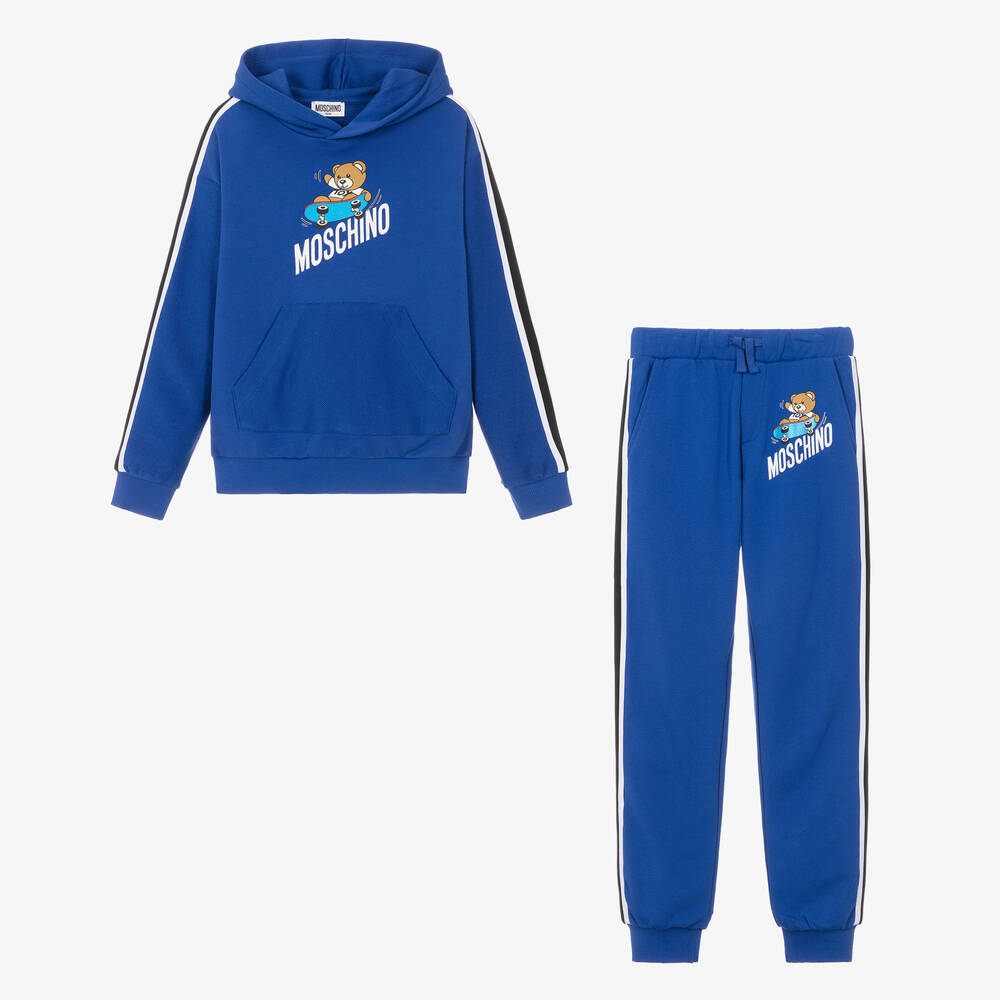 Moschino Kid-Teen - Teen Boys Blue Stripe Teddy Bear Tracksuit | Childrensalon