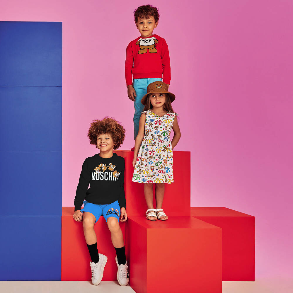 Moschino Kid-Teen-شورت بطبعة تيدي بير قطن لون أزرق للمراهقين | Childrensalon Outlet