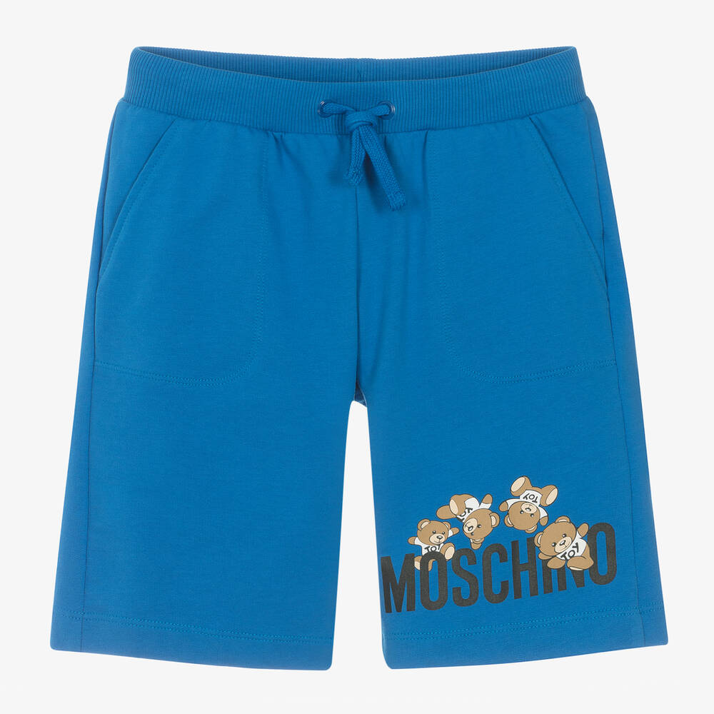 Moschino Kid Teen Teen Boys Blue Teddy Bear Cotton Shorts Childrensalon Outlet