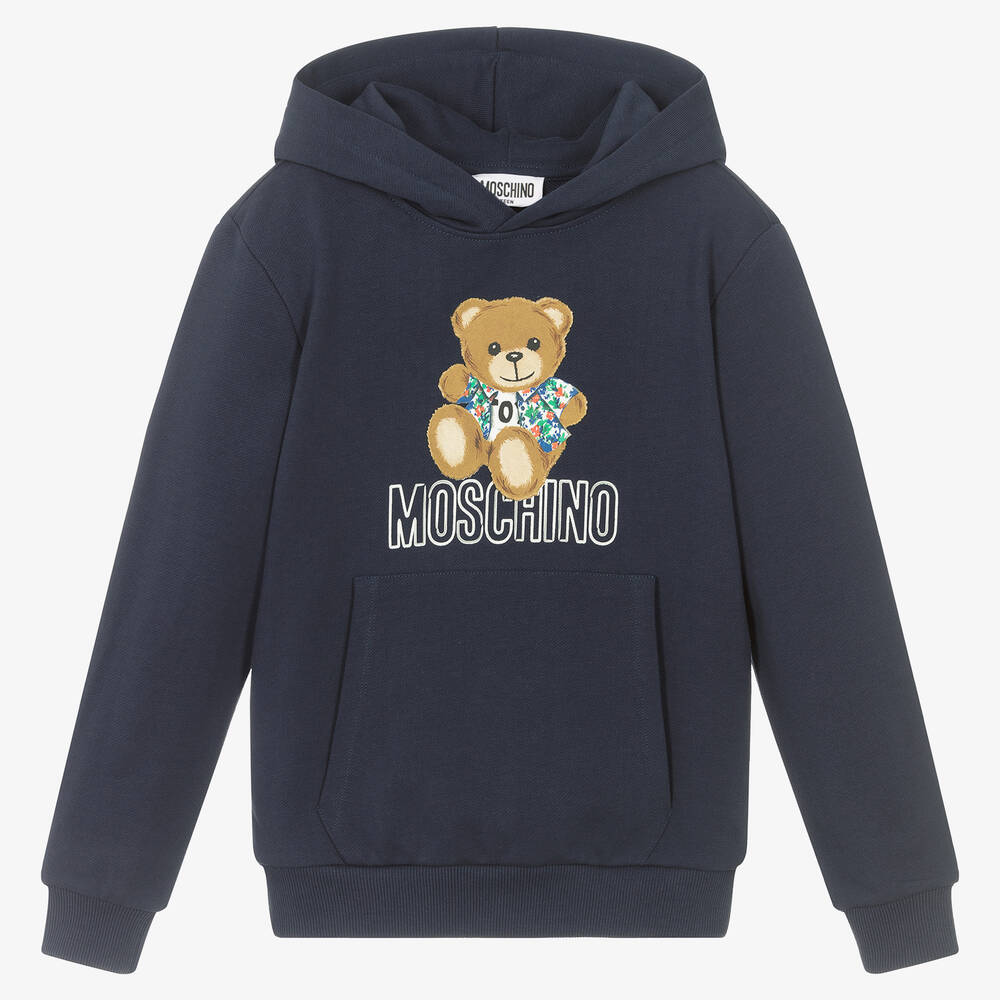 Moschino Kid-Teen - Teen Boys Blue Teddy Bear Logo Hoodie | Childrensalon