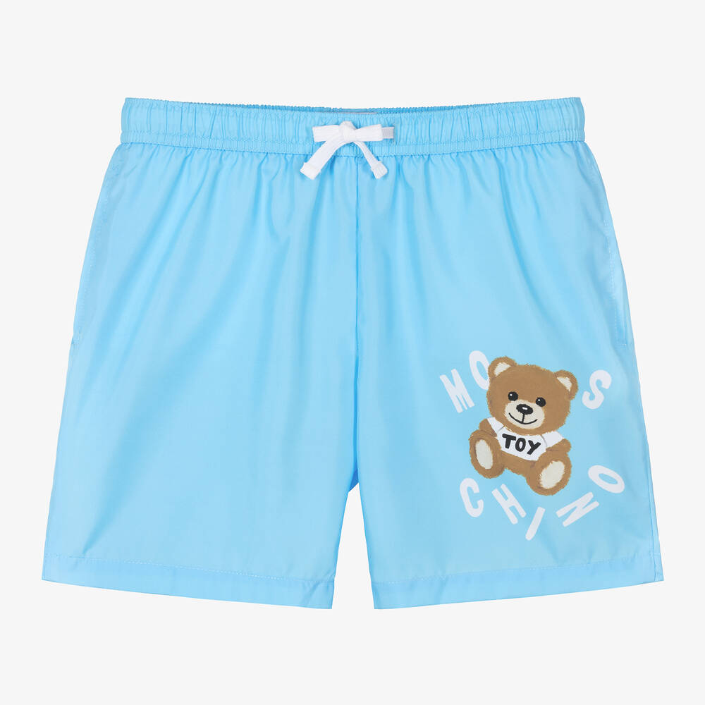 Moschino Kid-Teen - Teen Boys Blue Teddy Bear Logo Swim Shorts | Childrensalon