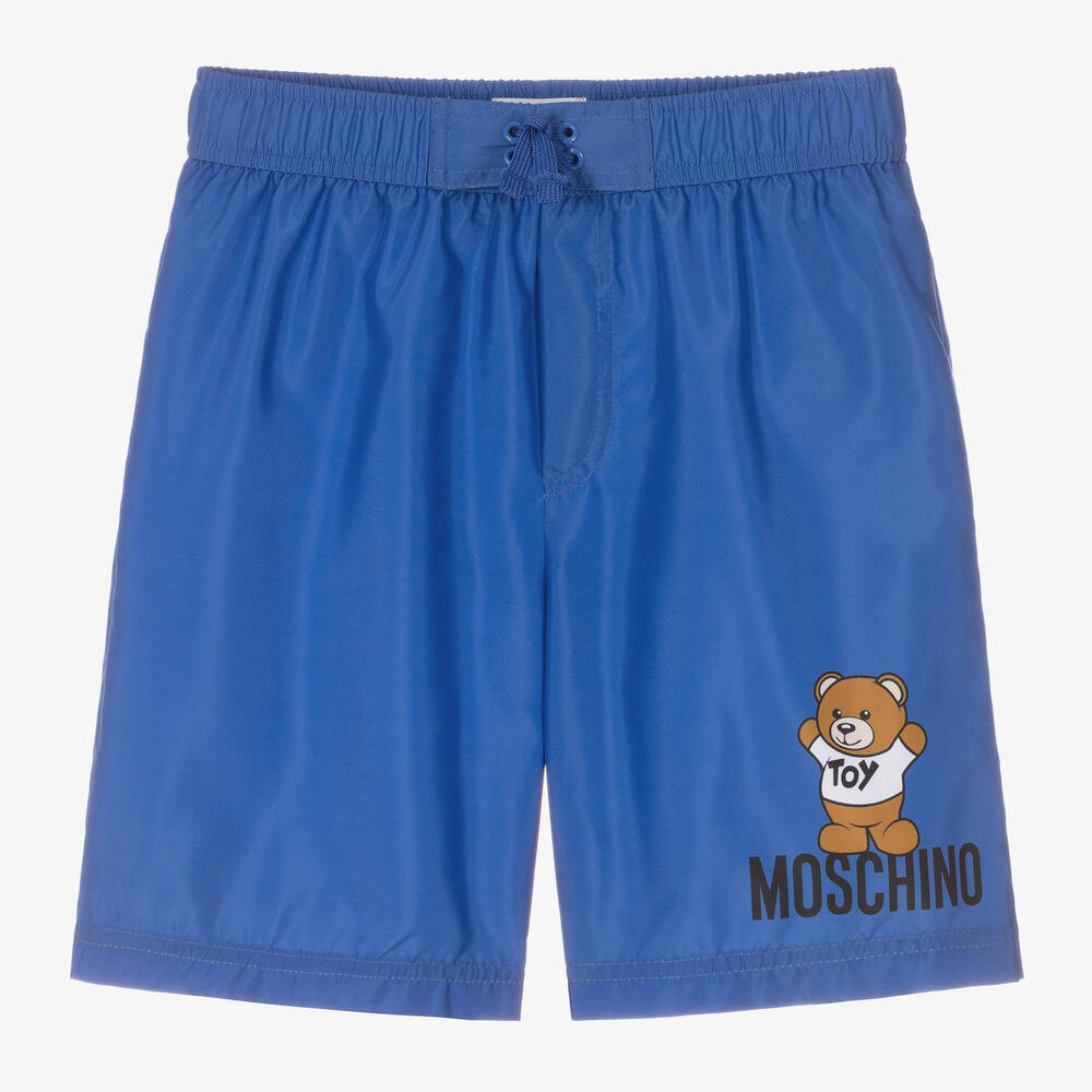 Moschino Kid-Teen - Teen Boys Blue Teddy Logo Swim Shorts | Childrensalon