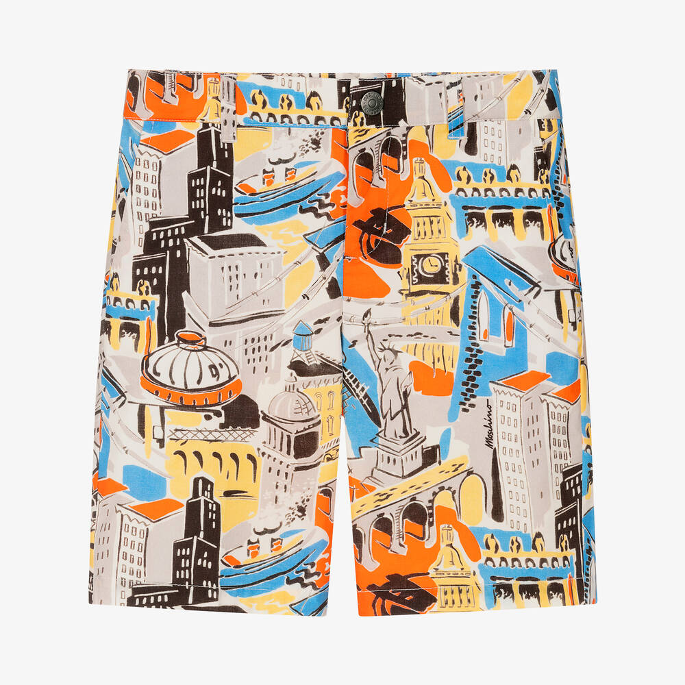 Moschino Kid-Teen - Short en coton à imprimé ville ado | Childrensalon