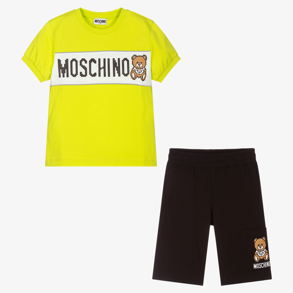 Moschino Kid-Teen - Зеленые шорты и футболка для подростков | Childrensalon