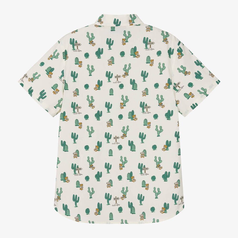 Moschino Kid-Teen-Teen Boys Ivory Cactus Print Shirt | Childrensalon Outlet