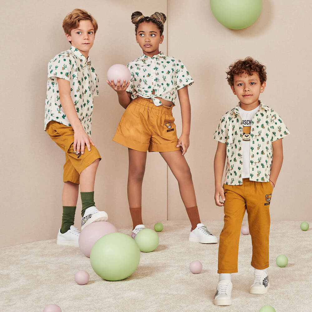 Moschino Kid-Teen-Teen Boys Ivory Cactus Print Shirt | Childrensalon Outlet