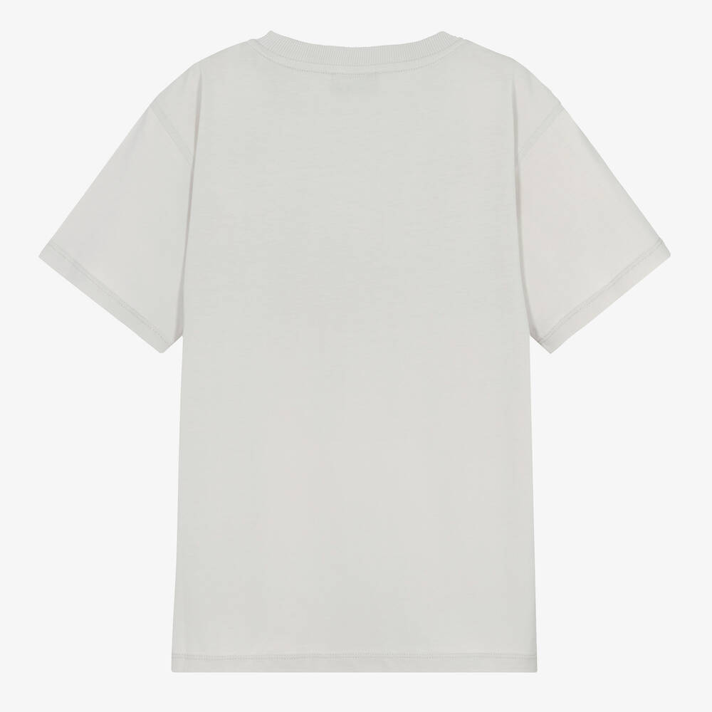 Moschino Кид-Тин-Серая хлопковая футболка с нашивкой | Childrensalon Outlet