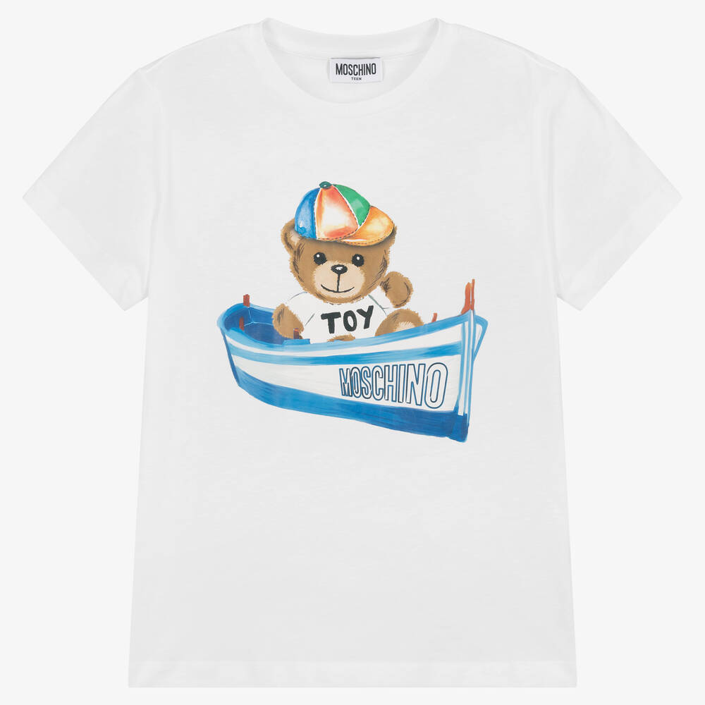 Moschino Kid-Teen - T-shirt blanc en coton nounours ado | Childrensalon