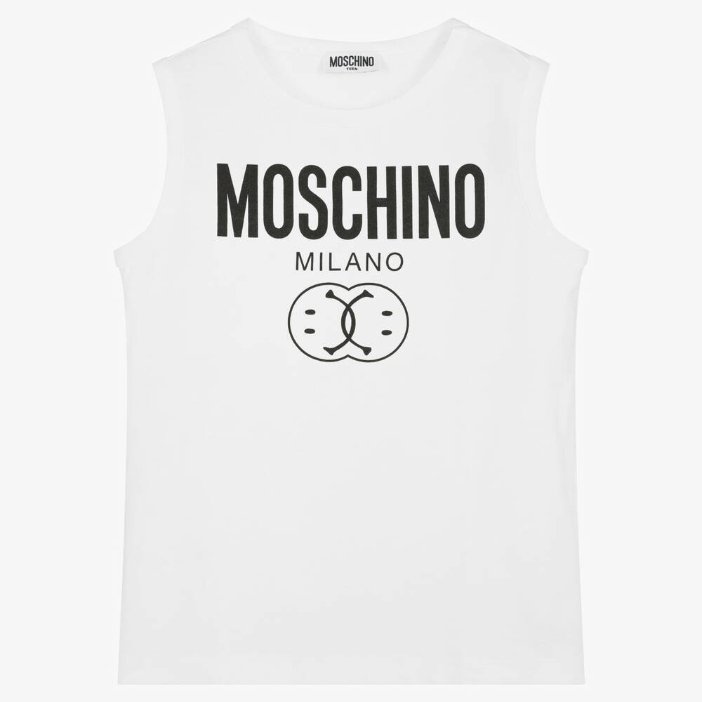 Moschino Kid-Teen - Teen Boys White Double Smiley Vest Top | Childrensalon