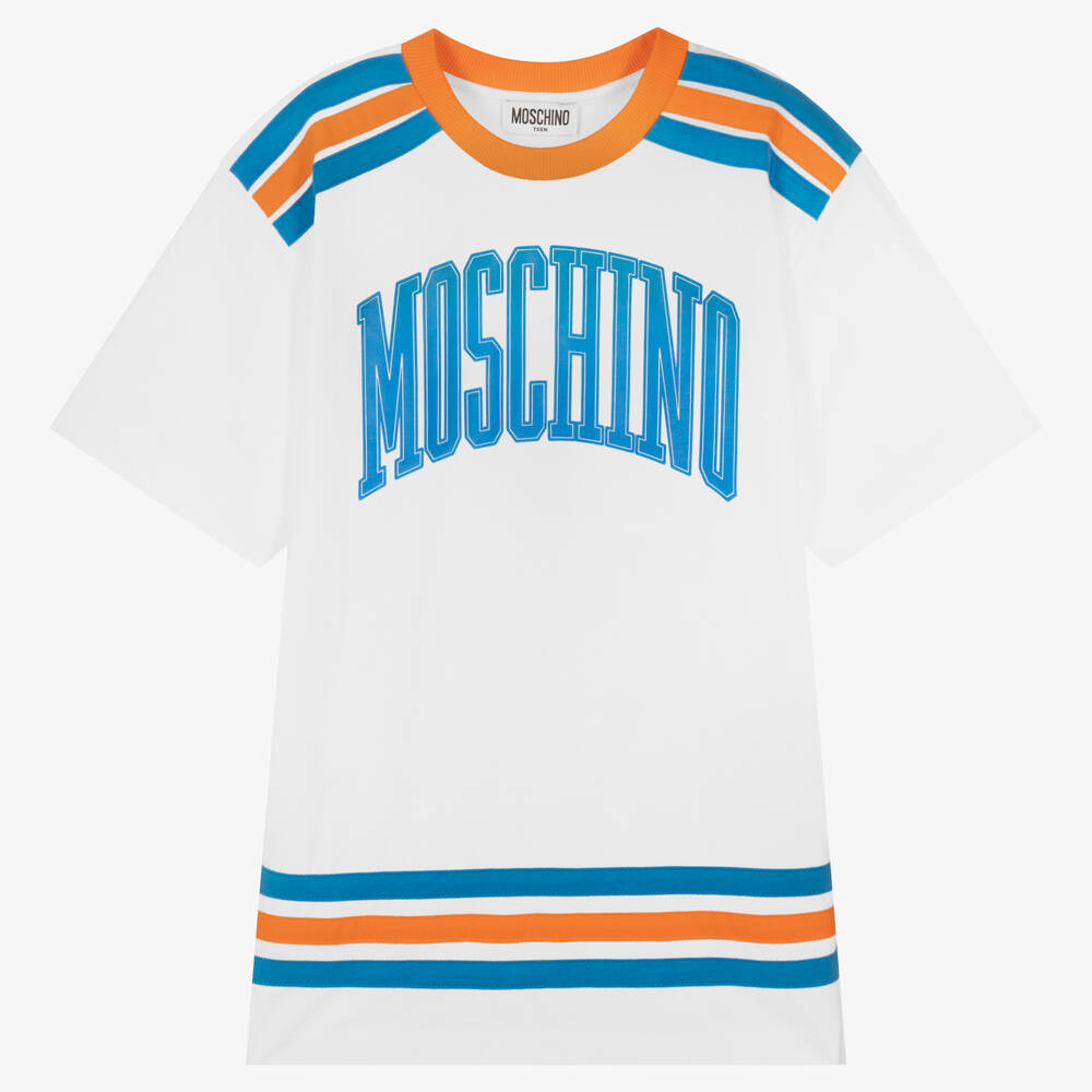 Moschino Kid-Teen - Белая футболка для мальчиков-подростков | Childrensalon
