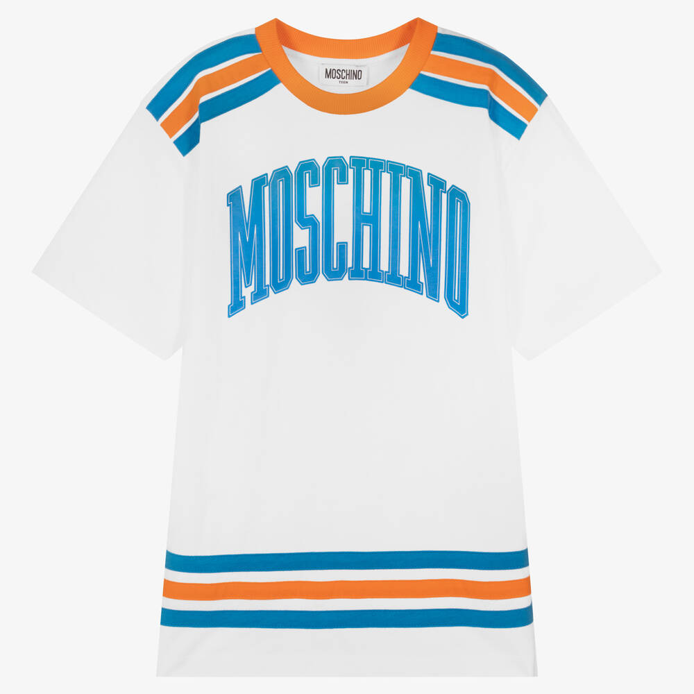 Moschino Kid-Teen - Teen Boys White Logo T-Shirt | Childrensalon