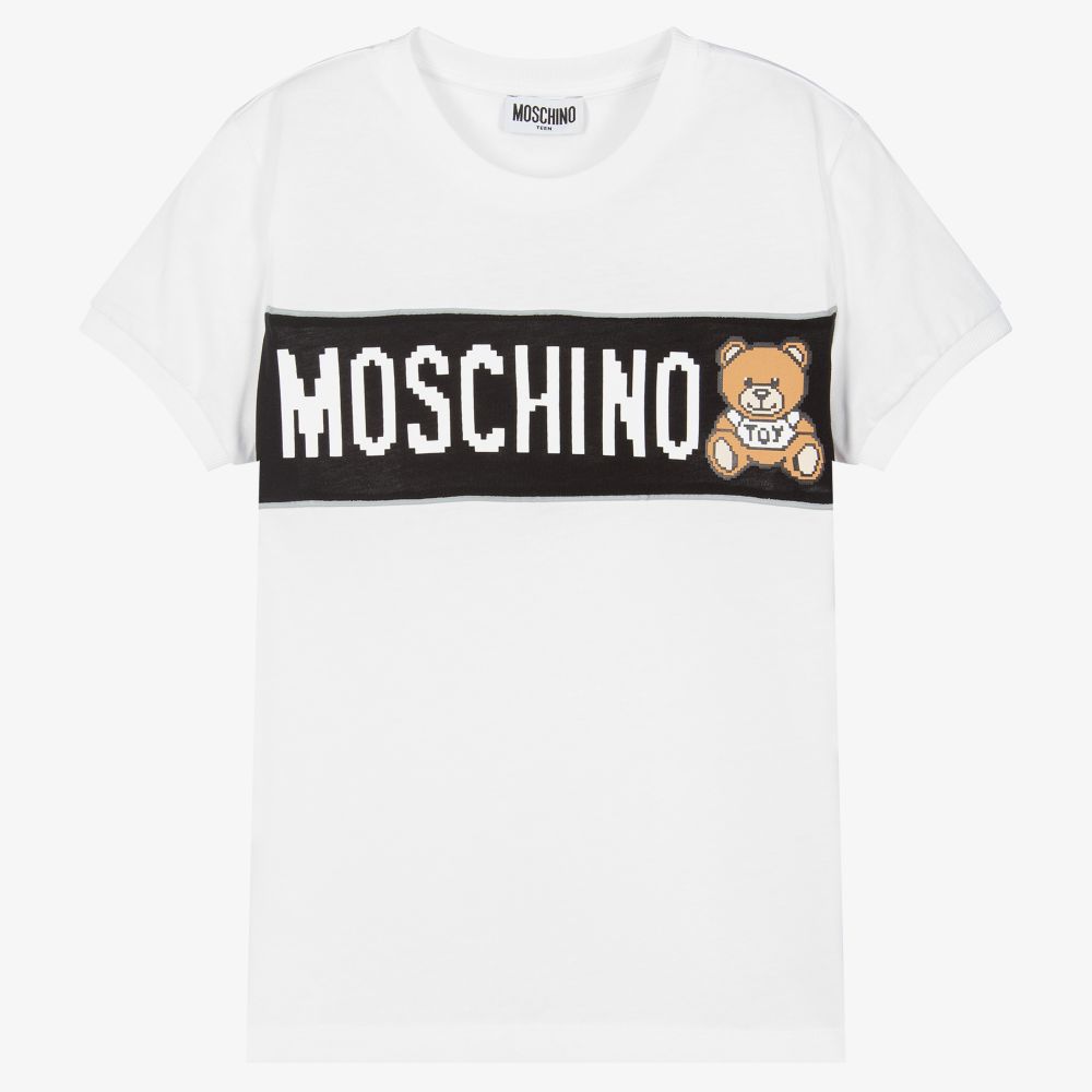 Moschino Kids logo-embroidered cotton shorties - White