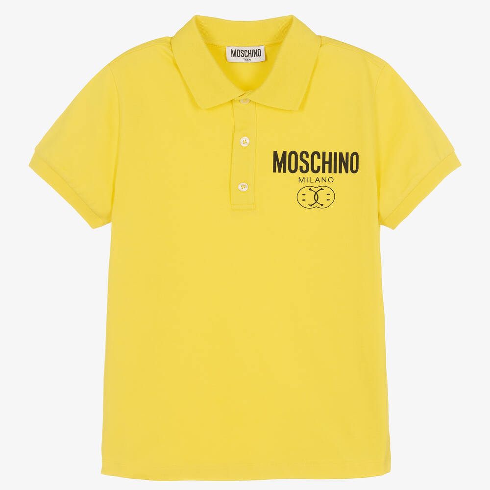Moschino Kid-Teen - Teen Boys Yellow Double Smiley Polo Shirt | Childrensalon