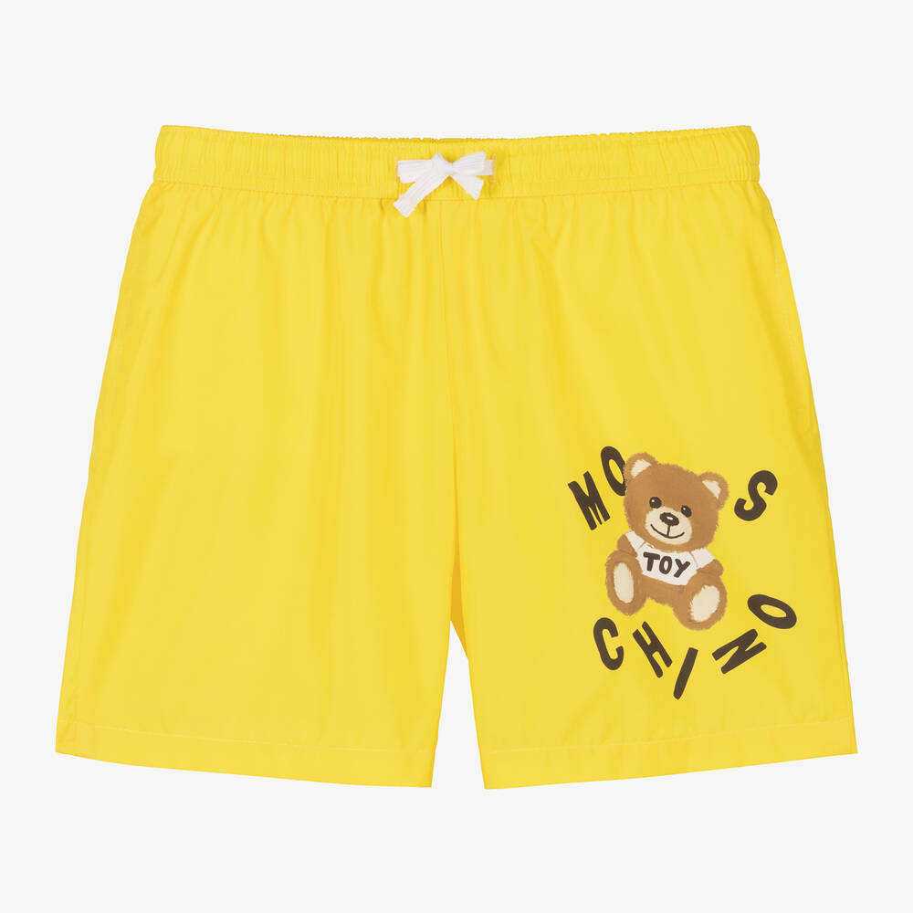 Moschino Kid-Teen - Teen Boys Yellow Teddy Bear Logo Swim Shorts | Childrensalon