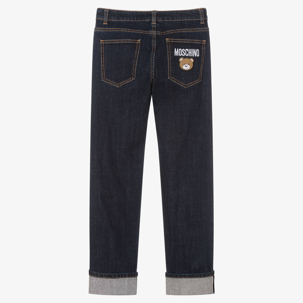Moschino Kids logo-patch denim shirt - Blue