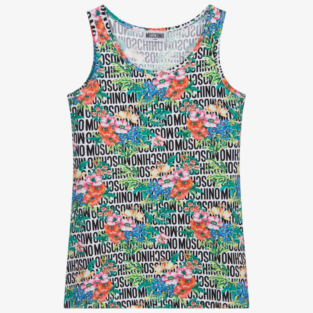 Moschino Kid-Teen-Teen Floral Logo Vest Top | Childrensalon Outlet
