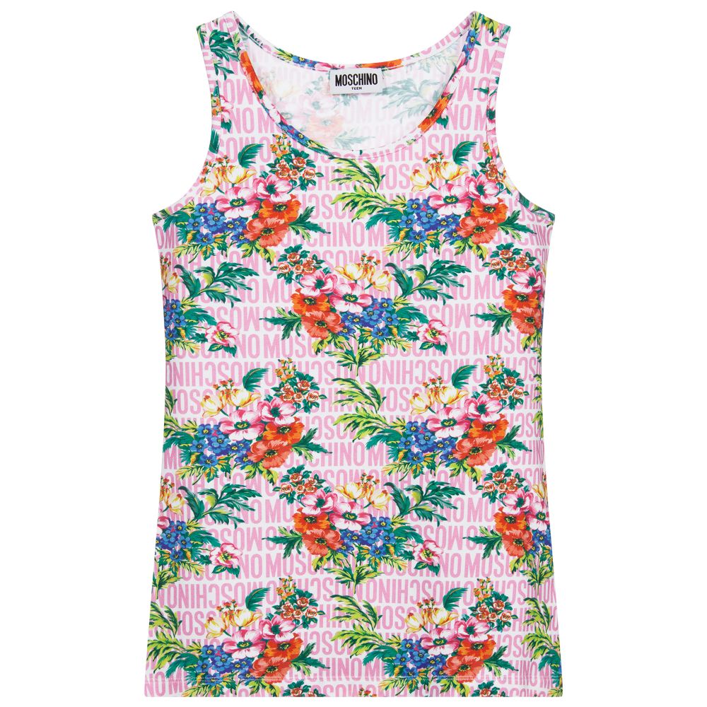 Moschino Kid-Teen - Teen Floral Logo Vest Top | Childrensalon