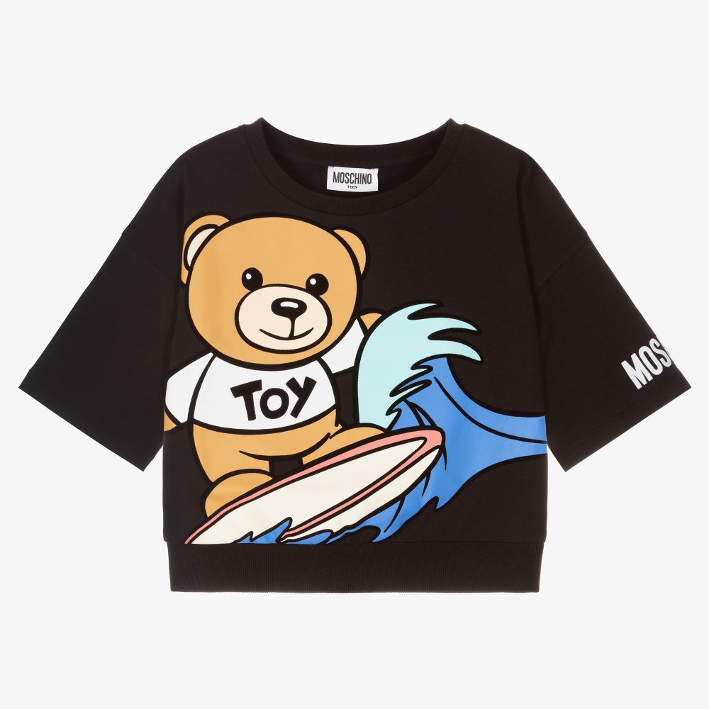 Moschino Kid-Teen - T-shirt noir Ours Ado fille | Childrensalon