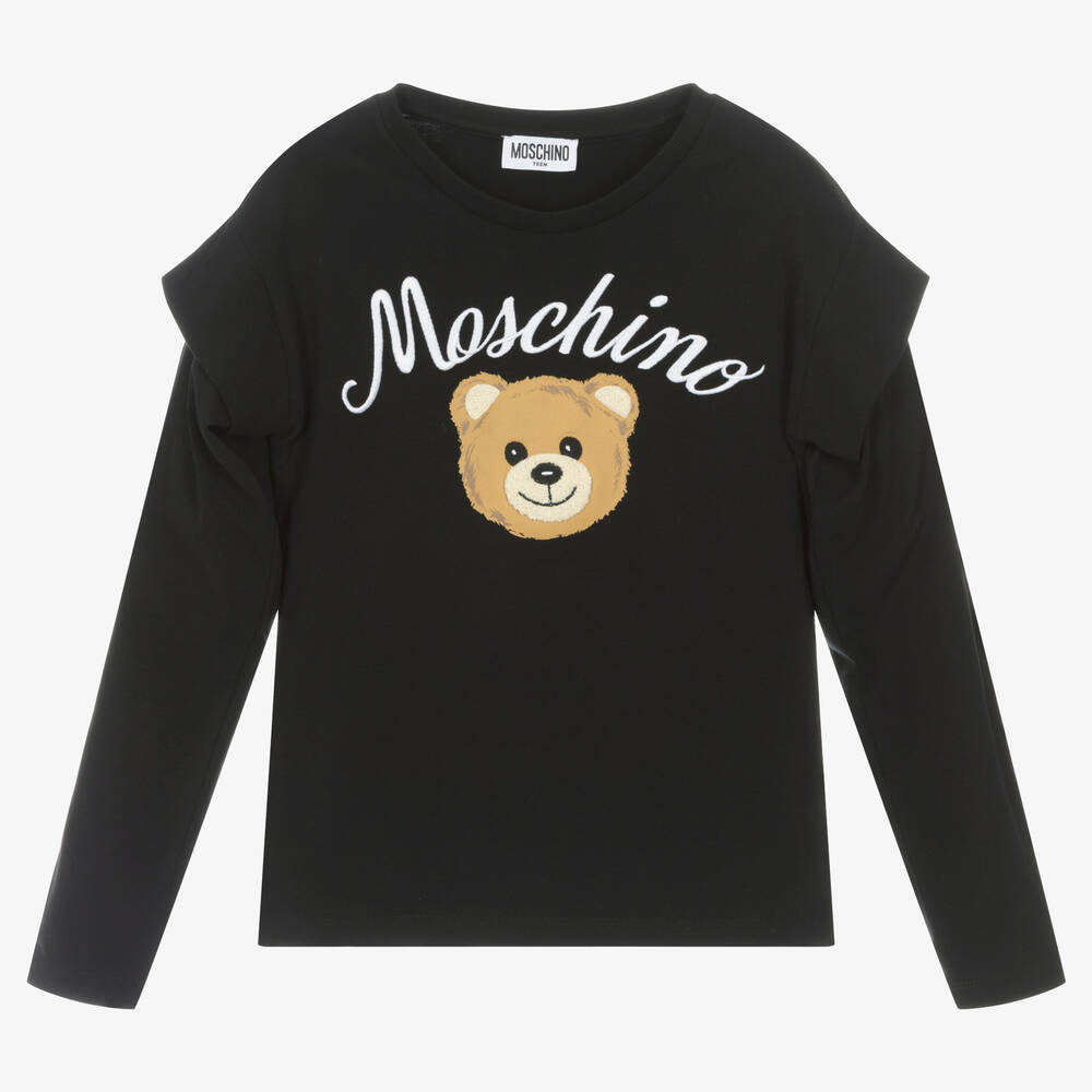 Moschino Kid-Teen - Teen Girls Black Cotton Bouclé Bear Top | Childrensalon