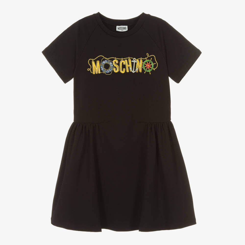 Moschino Kid-Teen - Robe noire en coton ado fille | Childrensalon