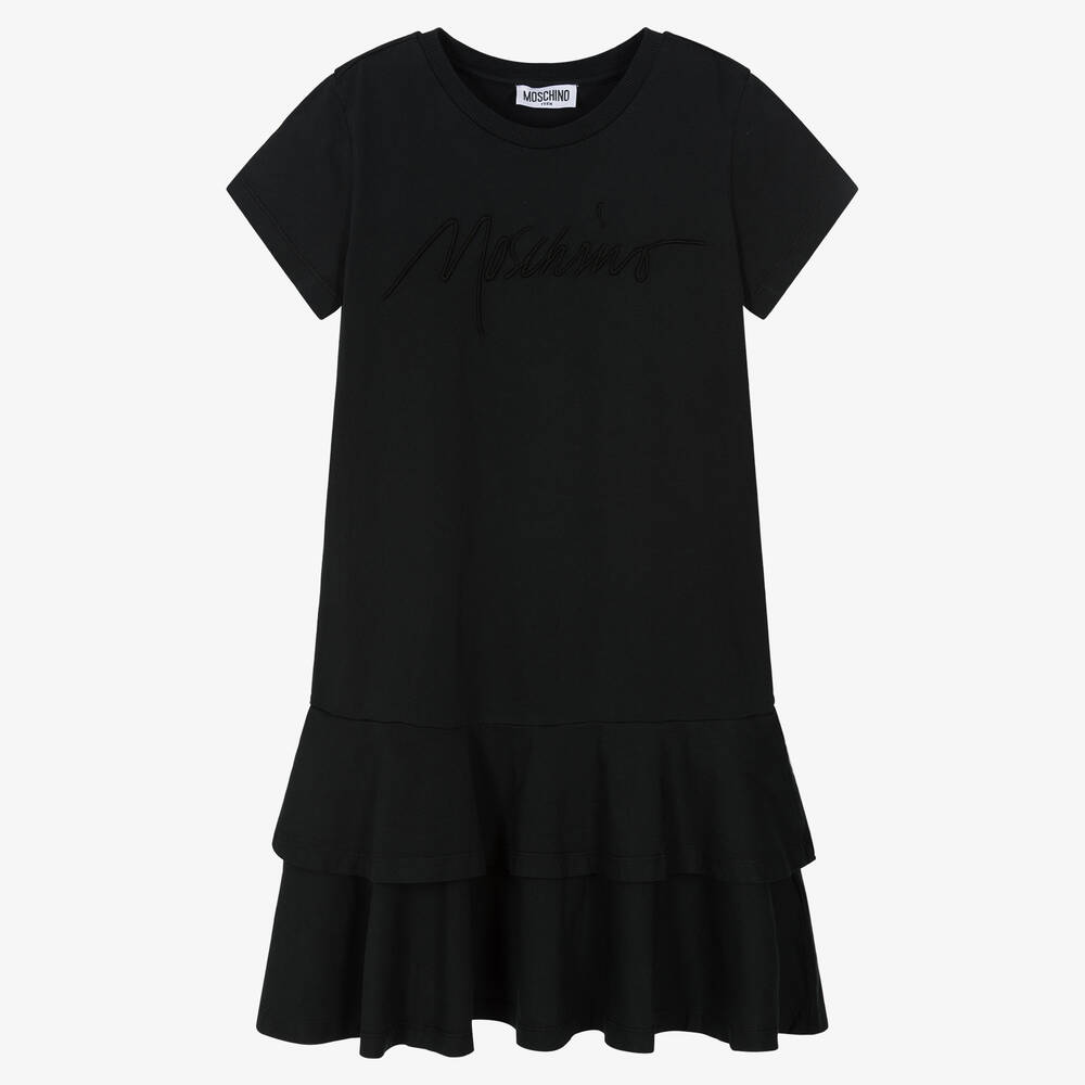 Moschino Kid-Teen - Teen Girls Black Cotton Logo Dress | Childrensalon