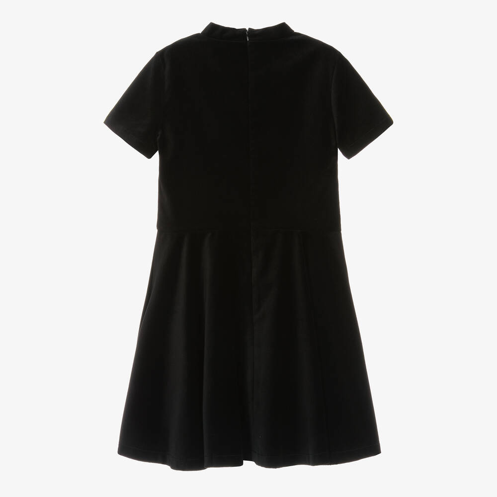 Moschino Кид-Тин-Черное платье из хлопкового бархата с медвежонком | Childrensalon Outlet