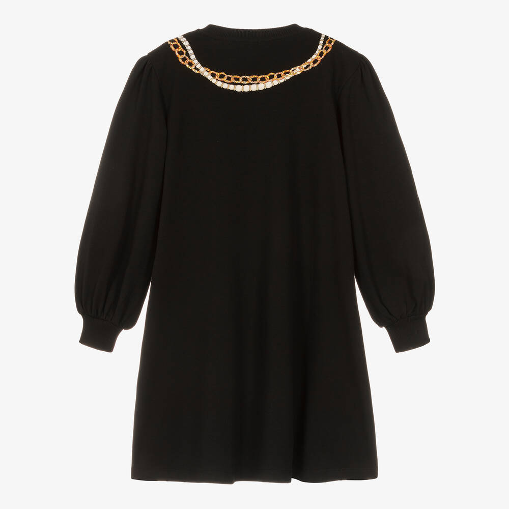Moschino Кид-Тин-Черно-золотистое платье из хлопка | Childrensalon Outlet